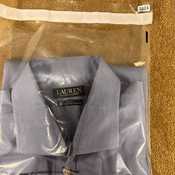 Lauren Ralph Lauren Ultraflex Slim Performance Stretch Blue Button Up Shirt, XL - Picture 7 of 7